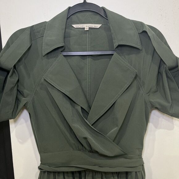 Rachel Roy Green Tie Back Collared Wrap Dress Size 4 - Picture 4 of 6